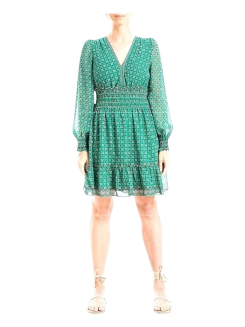 MAX STUDIO LONDON Kelly Green Print
Dress, Long Sleeve, Size M.